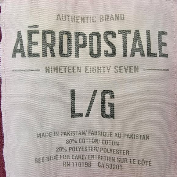 Aeropostale Hoddie Zip Y2K Grunge Casual Burgundy Sz L Athleisure Loungewear - Picture 6 of 8